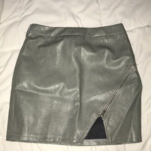 LF grey leather zip skirt